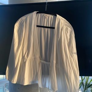 Aritzia lace up white top